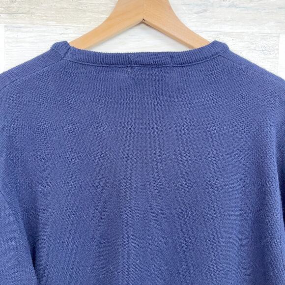 IZOD Lacoste Vintage Orlon Acrylic Sweater Navy Blue V Neck Grandpa Mens Large - Picture 5 of 7